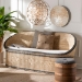 bali & pari Emiliana Natural Rattan Loveseat - Handwoven Wicker Sofa with Two-Tone Woven Detailing and Cushion, Boho Coastal Seating for Living Room or Sunroom - Emiliana-Natural-Rattan-Cushion-LS