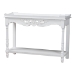 Baxton Studio Rafferty Distressed Console Table - Vintage-Inspired White Accent Table with Ornate Carved Apron and Lower Shelf, Classic Entryway or Sofa Table - JY24B280-White-Wooden-Console Table