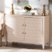 Baxton Studio Nira Faux Shagreen Storage Cabinet - Contemporary 2-Door Accent Sideboard with Sleek Metal Handles, for Entryway or Living Room - JY24B281-Beige Faux Shagreen-Cabinet