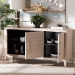 Baxton Studio Nira Faux Shagreen Sideboard  -  Contemporary 3-Door Buffet Storage Cabinet with Sleek Handles for Dining Room or Living Room - JY24B283-Beige Faux Shagreen-Cabinet