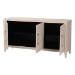 Baxton Studio Nira Faux Shagreen Sideboard  -  Contemporary 3-Door Buffet Storage Cabinet with Sleek Handles for Dining Room or Living Room - JY24B283-Beige Faux Shagreen-Cabinet
