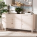 Baxton Studio Nira Faux Shagreen Sideboard  -  Contemporary 3-Door Buffet Storage Cabinet with Sleek Handles for Dining Room or Living Room - JY24B283-Beige Faux Shagreen-Cabinet