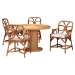 bali & pari Wade 5-Piece Rattan Dining Set - Round Wicker Table with Pedestal Base and 4 Armchairs, Handwoven Boho Coastal Style for Dining, Kitchen or Sun Room, Light Honey - Wade-Light Honey Rattan-5PC Dining Set