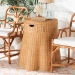 bali & pari Dayo Scalloped Natural Rattan Console Table with Drawer - Handwoven Wicker Accent Table with Flared Skirt, Coastal Boho Style for Entryway or Living Room, Round - Dayo-Light Honey Wicker-End Table