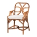 bali & pari Alondra Natural Rattan Dining Chair - Handwoven Wicker Accent Chair with Armrests and Removable Cushion, Coastal Boho Kitchen or Dining Room Seating - Alondra-Light Honey/Rattan-Arm-Cushion-DC