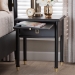 Baxton Studio Tamra Black Wood Nightstand with Pullout Shelf - Modern Transitional Bedside Table with Metallic Accents - SW8000-90NS-Black-Nightstand