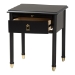 Baxton Studio Tamra Black Wood Nightstand with Pullout Shelf - Modern Transitional Bedside Table with Metallic Accents - SW8000-90NS-Black-Nightstand