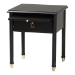 Baxton Studio Tamra Black Wood Nightstand with Pullout Shelf - Modern Transitional Bedside Table with Metallic Accents - SW8000-90NS-Black-Nightstand
