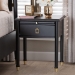 Baxton Studio Tamra Black Wood Nightstand with Pullout Shelf - Modern Transitional Bedside Table with Metallic Accents - SW8000-90NS-Black-Nightstand