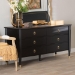 Baxton Studio Tamra Black Wood Dresser with Drawers - Bedroom Storage Unit with Metallic Accents, 6-Drawer Modern Transitional Bedroom Storage Solution - SW8000-90D6D-Black-Dresser