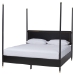 Baxton Studio Tamra Four-Poster Platform Bed - Black Wood Bed Frame with Metallic Trim and Capped Legs, Modern Transitional Bedroom Furniture, King - SW8650-Black-King Poster Bed