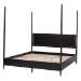 Baxton Studio Tamra Four-Poster Platform Bed - Black Wood Bed Frame with Metallic Trim and Capped Legs, Modern Transitional Bedroom Furniture, King - SW8650-Black-King Poster Bed