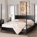 Baxton Studio Tamra Four-Poster Platform Bed - Black Wood Bed Frame with Metallic Trim and Capped Legs, Modern Transitional Bedroom Furniture, King - SW8650-Black-King Poster Bed