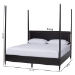 Baxton Studio Tamra Four-Poster Platform Bed - Black Wood Bed Frame with Metallic Trim and Capped Legs, Modern Transitional Bedroom Furniture, King - SW8650-Black-King Poster Bed