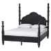 Baxton Studio Martino Four-Poster Platform Bed - Sculpted Post Bed Frame with Panel Headboard, Vintage Spindle Bed, Black, King - SW8636-Black-King Poster Bed