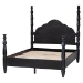 Baxton Studio Martino Four-Poster Platform Bed - Sculpted Post Bed Frame with Panel Headboard, Vintage Spindle Bed, Black, King - SW8636-Black-King Poster Bed