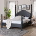 Baxton Studio Martino Four-Poster Platform Bed - Sculpted Post Bed Frame with Panel Headboard, Vintage Spindle Bed, Black, King - SW8636-Black-King Poster Bed