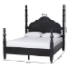 Baxton Studio Martino Four-Poster Platform Bed - Sculpted Post Bed Frame with Panel Headboard, Vintage Spindle Bed, Black, King - SW8636-Black-King Poster Bed
