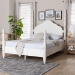Baxton Studio Martino Four-Poster Platform Bed - Sculpted Post Bed Frame with Panel Headboard, Vintage Spindle Bed, White, King - SW8636-White-King Poster Bed