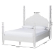 Baxton Studio Martino Four-Poster Platform Bed - Sculpted Post Bed Frame with Panel Headboard, Vintage Spindle Bed, White, King - SW8636-White-King Poster Bed