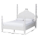 Baxton Studio Martino Four-Poster Platform Bed - Sculpted Post Bed Frame with Panel Headboard, Vintage Spindle Bed, White, King - SW8636-White-King Poster Bed