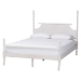 Baxton Studio Caliana Bobbin Four-Poster Platform Bed - Wooden Bed Frame with Turned Spindle Posts and Panel Headboard, Vintage-Inspired Bedroom Furniture, White, Queen - SW8638-White-Queen Poster Bed