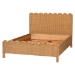 bali & pari Maritza Scalloped Natural Rattan Bed Frame - Handwoven Wicker Headboard and Footboard with Decorative Edge Detail, Boho Coastal Style for Bedroom, Queen - Maritza-Wood/Light Honey-Queen