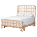 bali & pari Hadley Natural Rattan Bed Frame with Openwork Geometry Headboard and Footboard, Tropical Coastal Boho Bedroom Furniture, Queen - Hadley-Natural/Rattan-Queen