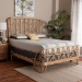 bali & pari Hadley Natural Rattan Bed Frame with Openwork Geometry Headboard and Footboard, Tropical Coastal Boho Bedroom Furniture, Queen - Hadley-Natural/Rattan-Queen