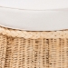 bali & pari Ying Round Natural Rattan Ottoman with Cushion - Handwoven Wicker Pleated Skirt Accent Coffee Table or Extra Seating for Living Room or Sunroom, Small - Ying-Small-Natural/Rattan-Cushion-Ottoman