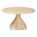 bali & pari Aponi Marbled Resin Coffee Table - Sculptural Center Table with Round Top and Pedestal Base, Modern Contemporary Statement Furniture, Cream - Aponi-Cream Marbled Resin-CT