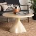 bali & pari Aponi Marbled Resin Coffee Table - Sculptural Center Table with Round Top and Pedestal Base, Modern Contemporary Statement Furniture, Cream - Aponi-Cream Marbled Resin-CT