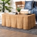 bali & pari Palm Scalloped Rattan Coffee Table - Handwoven Wicker Rectangle Accent Table for Living Room, Patio or Sunroom, Coastal Boho Style, Light Honey - Palm-Light Honey Rattan-Rectangular-Coffee Table