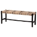 bali & pari Prita Woven Paper Loom Bench with Mahogany Wood Frame - Handcrafted Accent Seating for Dining Room or Entryway, Black - BNCH-1-BK Wood/BR Loom-Bench