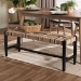 bali & pari Prita Woven Paper Loom Bench with Mahogany Wood Frame - Handcrafted Accent Seating for Dining Room or Entryway, Black - BNCH-1-BK Wood/BR Loom-Bench