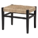 bali & pari Amber Seagrass Accent Bench - Handwoven Natural Fiber Stool with Black Wood Frame, Compact Coastal Boho Seating for Living Room or Entryway - Amber-Natural/Black Matte-Wooden/Seagrass-Bench