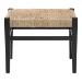 bali & pari Amber Seagrass Accent Bench - Handwoven Natural Fiber Stool with Black Wood Frame, Compact Coastal Boho Seating for Living Room or Entryway - Amber-Natural/Black Matte-Wooden/Seagrass-Bench