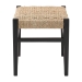 bali & pari Amber Seagrass Accent Bench - Handwoven Natural Fiber Stool with Black Wood Frame, Compact Coastal Boho Seating for Living Room or Entryway - Amber-Natural/Black Matte-Wooden/Seagrass-Bench