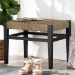 bali & pari Amber Seagrass Accent Bench - Handwoven Natural Fiber Stool with Black Wood Frame, Compact Coastal Boho Seating for Living Room or Entryway - Amber-Natural/Black Matte-Wooden/Seagrass-Bench