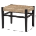 bali & pari Amber Seagrass Accent Bench - Handwoven Natural Fiber Stool with Black Wood Frame, Compact Coastal Boho Seating for Living Room or Entryway - Amber-Natural/Black Matte-Wooden/Seagrass-Bench