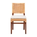 bali & pari Lesia Natural Rattan Dining Chair with Cushion - Handwoven Wicker Side Chair with Mahogany Wood Frame, Coastal Boho Style Seating for Kitchen or Dining Room - Lesia-MDN-Mahogany-Cushion-DC