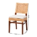 bali & pari Lesia Natural Rattan Dining Chair with Cushion - Handwoven Wicker Side Chair with Mahogany Wood Frame, Coastal Boho Style Seating for Kitchen or Dining Room - Lesia-MDN-Mahogany-Cushion-DC