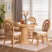 bali & pari Walker 5-Piece Natural Rattan Dining Set - Handwoven Wicker Set with Round Pedestal Table and 4 Curved Back Chairs, Coastal Boho Dining Room Furniture with Cushioned Seating - Walker-Light Honey Rattan-5PC Dining Set