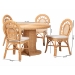 bali & pari Walker 5-Piece Natural Rattan Dining Set - Handwoven Wicker Set with Round Pedestal Table and 4 Curved Back Chairs, Coastal Boho Dining Room Furniture with Cushioned Seating - Walker-Light Honey Rattan-5PC Dining Set