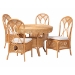 bali & pari Tony 5-Piece Natural Rattan Dining Set with Round Scalloped Edge Table and 4 Chairs, Handwoven Wicker Dining Furniture with Cushioned Seats, Boho Coastal Kitchen or Dining Room Set