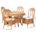 bali & pari Tony 5-Piece Natural Rattan Dining Set with Round Scalloped Edge Table and 4 Chairs, Handwoven Wicker Dining Furniture with Cushioned Seats, Boho Coastal Kitchen or Dining Room Set - Tony-Light Honey Rattan-5PC Dining Set