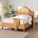 bali & pari Melanie Natural Rattan Bed - Coastal Boho Bed Frame with Scalloped Headboard, King - Melanie-Wood/Light Honey-King