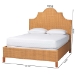bali & pari Melanie Natural Rattan Bed - Coastal Boho Bed Frame with Scalloped Headboard, King - Melanie-Wood/Light Honey-King