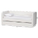 Baxton Studio Palmer Cream Teddy-Bear Fabric Daybed with Rolling Trundle - Scalloped Edge Daybed with Plush Upholstery, Modern Sofa Bed for Bedroom or Guest Room, Twin - SP1066-B-CF0034 Cream Teddy Bear Fabric Daybed-Twin