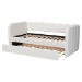Baxton Studio Palmer Cream Teddy-Bear Fabric Daybed with Rolling Trundle - Scalloped Edge Daybed with Plush Upholstery, Modern Sofa Bed for Bedroom or Guest Room, Twin - SP1066-B-CF0034 Cream Teddy Bear Fabric Daybed-Twin